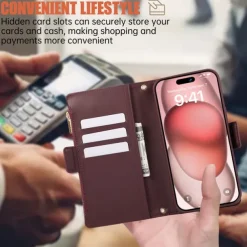 Phone Case For iPhone 16 15 14 Pro Max Plus 13 12 11 Pro Max Back Cover with Stand Holder Magnetic with Lanyard Retro TPU PU Leather