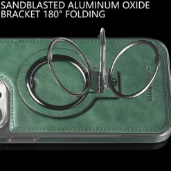 Phone Case For iPhone 16 15 14 Pro Max Plus 13 12 11 Pro Max Back Cover Ring Holder Magnetic Support Wireless Charging Retro Genuine Leather Stainless Steel