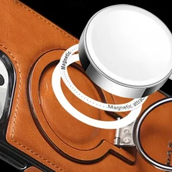 Phone Case For iPhone 16 15 14 Pro Max Plus 13 12 11 Pro Max Back Cover Ring Holder Magnetic Support Wireless Charging Retro Genuine Leather Stainless Steel