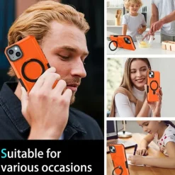 Phone Case For iPhone 16 15 14 Pro Max Plus 13 12 11 Pro Max Back Cover with Stand Holder Shockproof Retro TPU