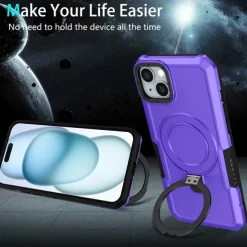 Phone Case For iPhone 16 15 14 Pro Max Plus 13 12 11 Pro Max Back Cover with Stand Holder Shockproof Retro TPU