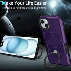 Phone Case For iPhone 16 15 14 Pro Max Plus 13 12 11 Pro Max Back Cover with Stand Holder Shockproof Retro TPU