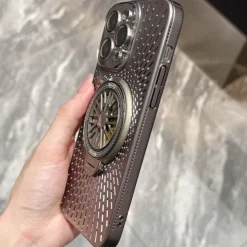 Phone Case For iPhone 16 15 14 Pro Max Plus 13 12 Pro Max Back Cover with Stand Holder Shockproof Retro PC