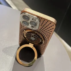 Phone Case For iPhone 16 15 14 Pro Max Plus 13 12 Pro Max Back Cover with Stand Holder Shockproof Retro PC