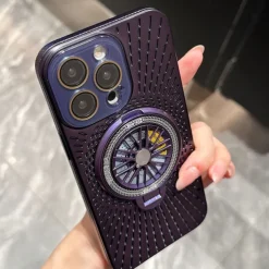 Phone Case For iPhone 16 15 14 Pro Max Plus 13 12 Pro Max Back Cover with Stand Holder Shockproof Retro PC