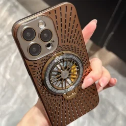 Phone Case For iPhone 16 15 14 Pro Max Plus 13 12 Pro Max Back Cover with Stand Holder Shockproof Retro PC