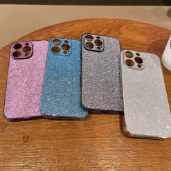 Phone Case For iPhone 16 15 14 Pro Max Plus 13 12 11 Pro Max Back Cover Bling Glitter Shiny Shockproof Retro PC