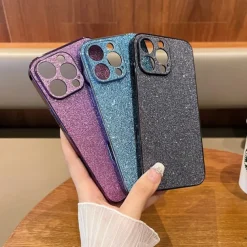 Phone Case For iPhone 16 15 14 Pro Max Plus 13 12 11 Pro Max Back Cover Bling Glitter Shiny Shockproof Retro PC