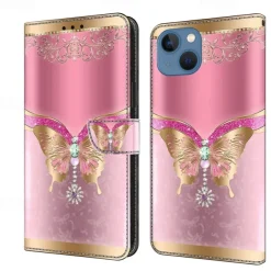 Phone Case For iPhone 16 15 14 Pro Max Plus 13 12 11 Pro Max Mini Wallet Case Flip Cover with Stand Holder Magnetic Card Slot Butterfly Flower Flower Floral TPU PU Leather