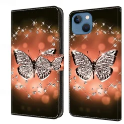 Phone Case For iPhone 16 15 14 Pro Max Plus 13 12 11 Pro Max Mini Wallet Case Flip Cover with Stand Holder Magnetic Card Slot Butterfly Flower Flower Floral TPU PU Leather