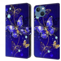 Phone Case For iPhone 16 15 14 Pro Max Plus 13 12 11 Pro Max Mini Wallet Case Flip Cover with Stand Holder Magnetic Card Slot Butterfly Flower Flower Floral TPU PU Leather