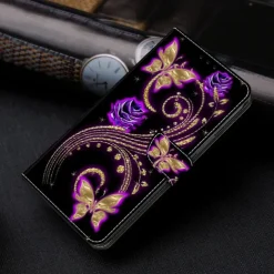 Phone Case For iPhone 16 15 14 Pro Max Plus 13 12 11 Pro Max Mini Wallet Case Flip Cover with Stand Holder Magnetic Card Slot Butterfly Flower Flower Floral TPU PU Leather
