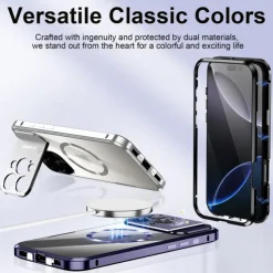Phone Case For iPhone 16 15 14 Pro Max 13 Pro Max Magnetic Adsorption With Magsafe with Stand Holder Transparent Magnetic Metal
