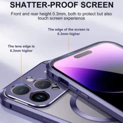 Phone Case For iPhone 16 15 14 Pro Max 13 Pro Max Magnetic Adsorption With Magsafe with Stand Holder Transparent Magnetic Metal