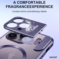 Phone Case For iPhone 16 15 14 Pro Max 13 Pro Max Magnetic Adsorption With Magsafe with Stand Holder Transparent Magnetic Metal