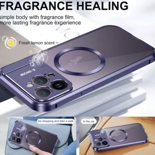 Phone Case For iPhone 16 15 14 Pro Max 13 Pro Max Magnetic Adsorption With Magsafe with Stand Holder Transparent Magnetic Metal