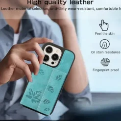 Phone Case For iPhone 15 14 Pro Max Plus 13 12 Pro Max Back Cover with Stand Holder Card Slot Shockproof Retro TPU PU Leather