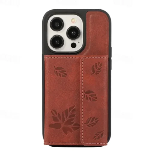 Phone Case For iPhone 15 14 Pro Max Plus 13 12 Pro Max Back Cover with Stand Holder Card Slot Shockproof Retro TPU PU Leather