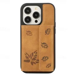 Phone Case For iPhone 15 14 Pro Max Plus 13 12 Pro Max Back Cover with Stand Holder Card Slot Shockproof Retro TPU PU Leather