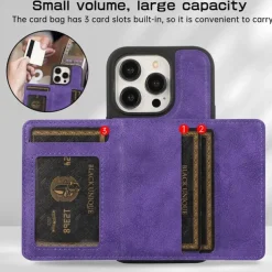 Phone Case For iPhone 15 14 Pro Max Plus 13 12 Pro Max Back Cover with Stand Holder Card Slot Shockproof Retro TPU PU Leather