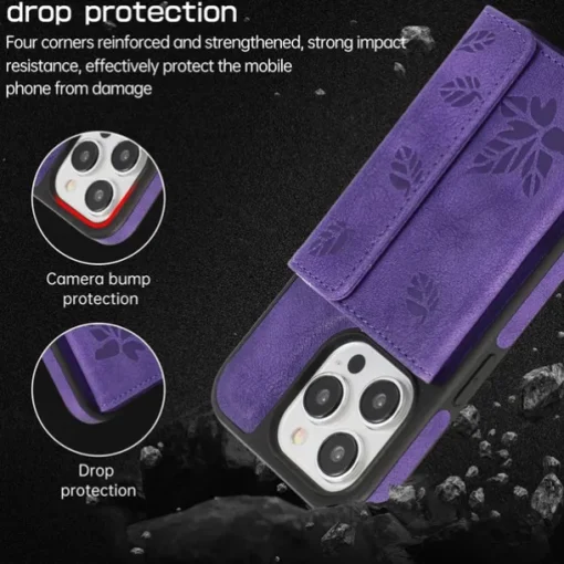 Phone Case For iPhone 15 14 Pro Max Plus 13 12 Pro Max Back Cover with Stand Holder Card Slot Shockproof Retro TPU PU Leather