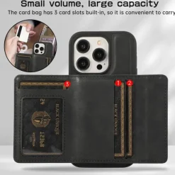 Phone Case For iPhone 15 14 Pro Max Plus 13 12 Pro Max Back Cover with Stand Holder Card Slot Shockproof Retro TPU PU Leather