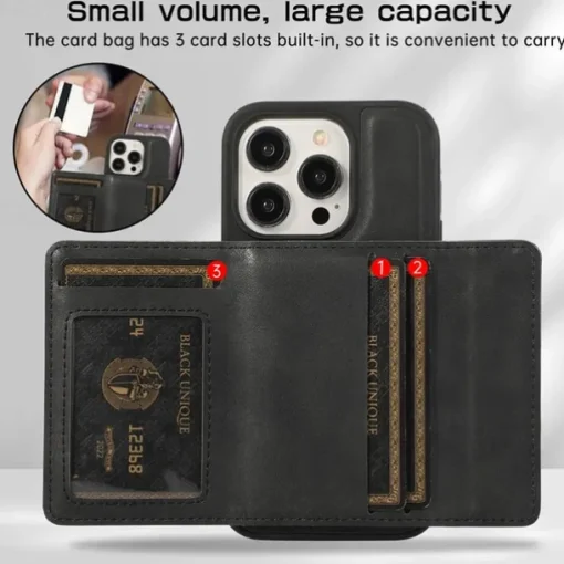 Phone Case For iPhone 15 14 Pro Max Plus 13 12 Pro Max Back Cover with Stand Holder Card Slot Shockproof Retro TPU PU Leather