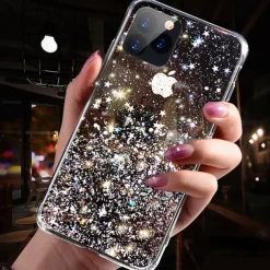 Phone Case For iPhone 15 14 Pro Max Plus 13 12 11 Pro Max Mini Back Cover Crystal Clear for Women Girl Bling Glitter Shiny TPU