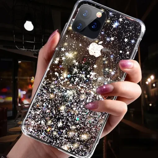 Phone Case For iPhone 15 14 Pro Max Plus 13 12 11 Pro Max Mini Back Cover Crystal Clear for Women Girl Bling Glitter Shiny TPU