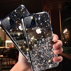 Phone Case For iPhone 15 14 Pro Max Plus 13 12 11 Pro Max Mini Back Cover Crystal Clear for Women Girl Bling Glitter Shiny TPU