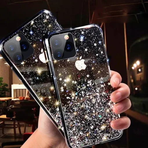 Phone Case For iPhone 15 14 Pro Max Plus 13 12 11 Pro Max Mini Back Cover Crystal Clear for Women Girl Bling Glitter Shiny TPU