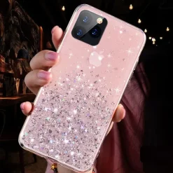 Phone Case For iPhone 15 14 Pro Max Plus 13 12 11 Pro Max Mini Back Cover Crystal Clear for Women Girl Bling Glitter Shiny TPU