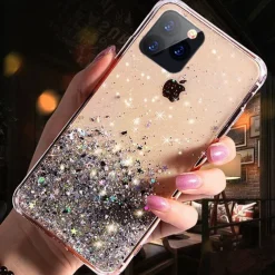 Phone Case For iPhone 15 14 Pro Max Plus 13 12 11 Pro Max Mini Back Cover Crystal Clear for Women Girl Bling Glitter Shiny TPU