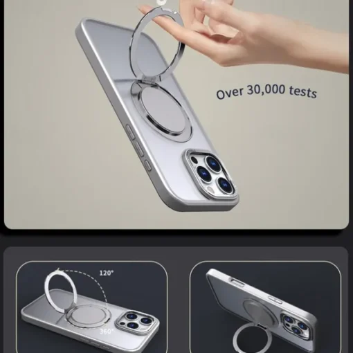 Phone Case For iPhone 15 14 Pro Max Plus 13 12 11 Pro Max Back Cover with Stand Holder Magnetic Support Wireless Charging Retro TPU PC