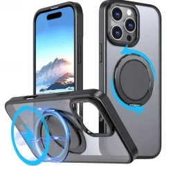 Phone Case For iPhone 15 14 Pro Max Plus 13 12 11 Pro Max Back Cover with Stand Holder Magnetic Support Wireless Charging Retro TPU PC