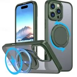 Phone Case For iPhone 15 14 Pro Max Plus 13 12 11 Pro Max Back Cover with Stand Holder Magnetic Support Wireless Charging Retro TPU PC
