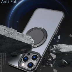 Phone Case For iPhone 15 14 Pro Max Plus 13 12 11 Pro Max Back Cover with Stand Holder Magnetic Support Wireless Charging Retro TPU PC