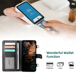 Phone Case For iPhone 15 14 Pro Max Plus 13 12 11 Pro Max Mini Wallet Case Magnetic with Lanyard Shockproof Solid Color TPU PC PU Leather