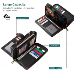 Phone Case For iPhone 15 14 Pro Max Plus 13 12 11 Pro Max Mini Wallet Case Magnetic with Lanyard Shockproof Solid Color TPU PC PU Leather