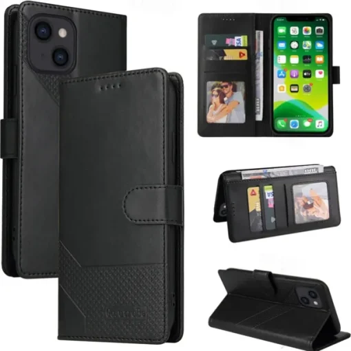 Phone Case For iPhone 15 14 Pro Max Plus 13 12 11 Pro Max Mini Wallet Case Magnetic Full Body Protective Kickstand Retro TPU PU Leather