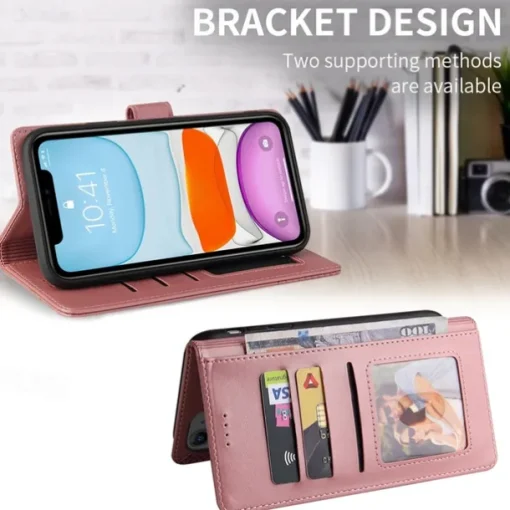 Phone Case For iPhone 15 14 Pro Max Plus 13 12 11 Pro Max Mini Wallet Case Magnetic Full Body Protective Kickstand Retro TPU PU Leather