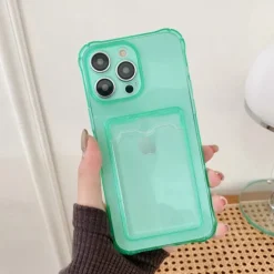 Phone Case For iPhone 15 14 Pro Max Plus 13 12 11 Pro Max Mini Back Cover Crystal Clear Slim Case Transparent Ultra Thin Card Slot Color Gradient TPU