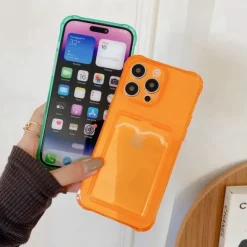 Phone Case For iPhone 15 14 Pro Max Plus 13 12 11 Pro Max Mini Back Cover Crystal Clear Slim Case Transparent Ultra Thin Card Slot Color Gradient TPU