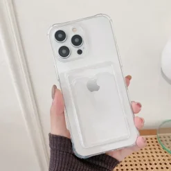 Phone Case For iPhone 15 14 Pro Max Plus 13 12 11 Pro Max Mini Back Cover Crystal Clear Slim Case Transparent Ultra Thin Card Slot Color Gradient TPU