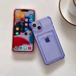 Phone Case For iPhone 15 14 Pro Max Plus 13 12 11 Pro Max Mini Back Cover Crystal Clear Slim Case Transparent Ultra Thin Card Slot Color Gradient TPU