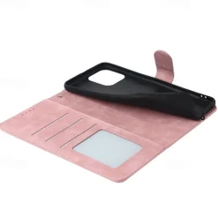 Phone Case For iPhone 15 14 Pro Max Plus 13 12 11 Pro Max Mini Wallet Case with Wrist Strap Kickstand Card Slot Retro TPU PU Leather