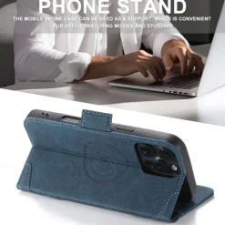 Phone Case For iPhone 17 Pro Max 17 Air 16 15 14 Pro Max Plus 13 12 Pro Max Back Cover with Stand Holder Magnetic Support Wireless Charging Retro TPU PU Leather