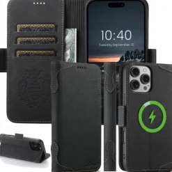 Phone Case For iPhone 17 Pro Max 17 Air 16 15 14 Pro Max Plus 13 12 Pro Max Back Cover with Stand Holder Magnetic Support Wireless Charging Retro TPU PU Leather