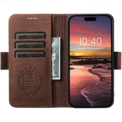 Phone Case For iPhone 17 Pro Max 17 Air 16 15 14 Pro Max Plus 13 12 Pro Max Back Cover with Stand Holder Magnetic Support Wireless Charging Retro TPU PU Leather