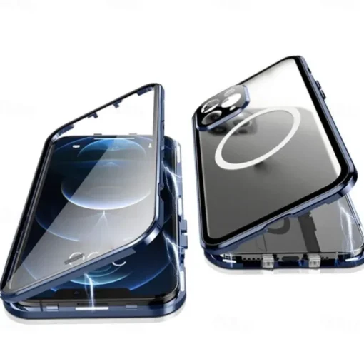 Phone Case For iPhone 14 Pro Max Plus 13 12 11 Pro Max Magnetic Adsorption With Magsafe Double Sided Shockproof Tempered Glass Metal